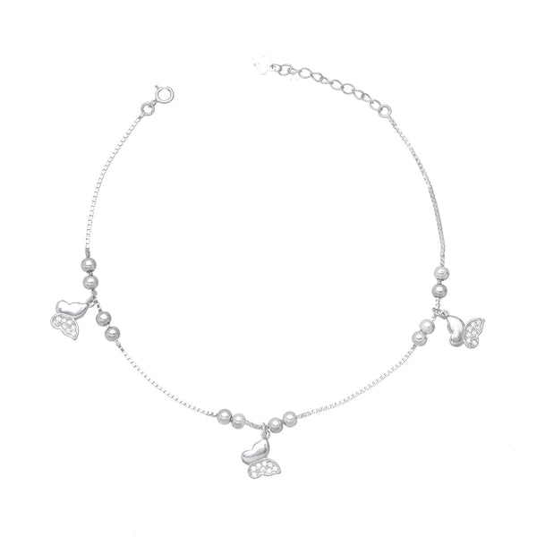 Silver Butterfly Breeze Anklet - tassyasilver.com