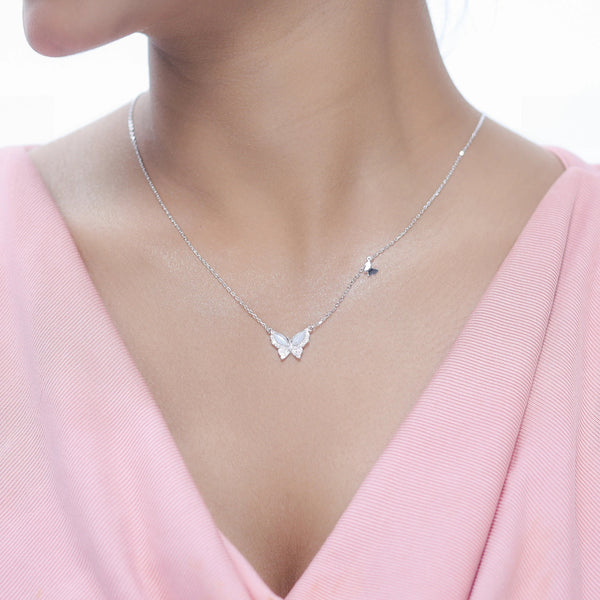 Tassya Silver Silver Butterfly sterling silver chain pendant
