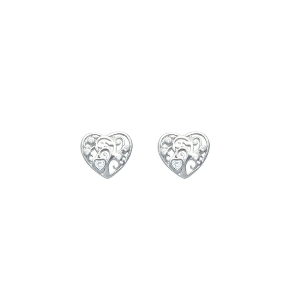 925 Silver Cherished Heart Studs