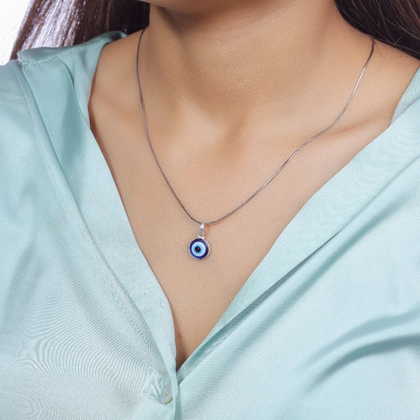 Silver Classic Evil Eye Chain Pendant - tassyasilver.com
