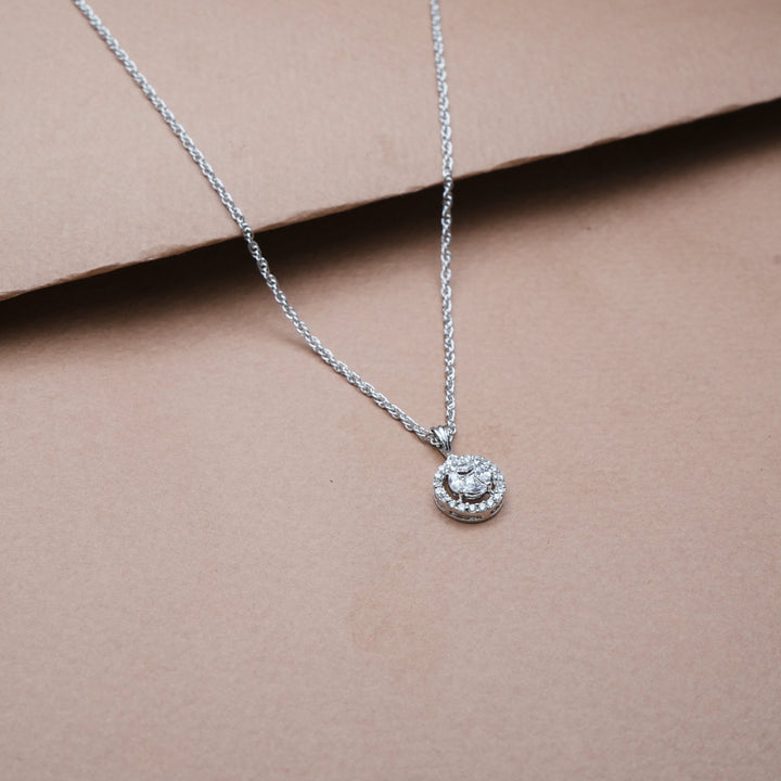Silver Classic Halo Solitaire Chain pendant - tassyasilver.com