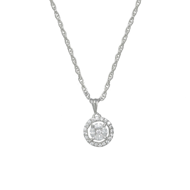 Silver Classic Halo Solitaire Chain pendant - tassyasilver.com