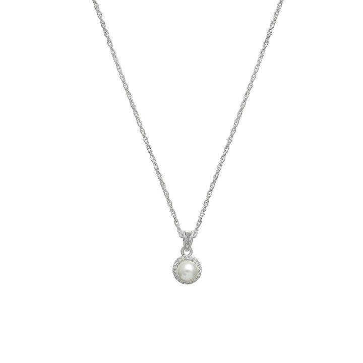 Silver Classic Pearl Halo Chain Pendant - tassyasilver.com
