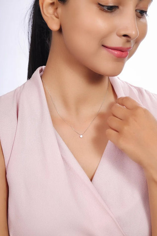 Silver Classic Solitaire Chain Pendant - tassyasilver.com