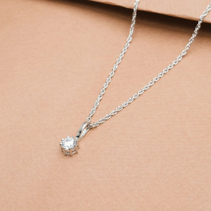 Silver Classic Solitaire Chain Pendant - tassyasilver.com