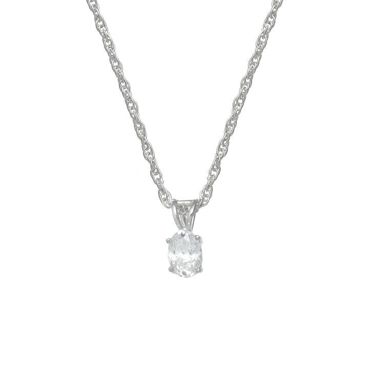 Silver Classic Solitaire Diamond Chain pendant - tassyasilver.com