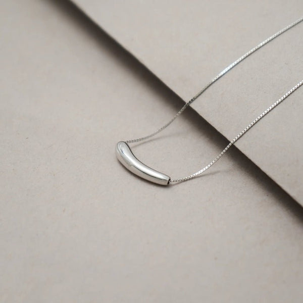 925 Silver Contour Bar Chain Pendant