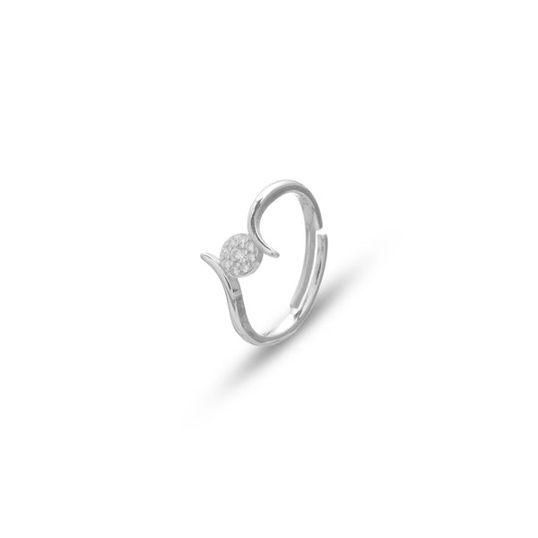 Tassya Silver Crescent Dot Ring in 925 sterling silver.