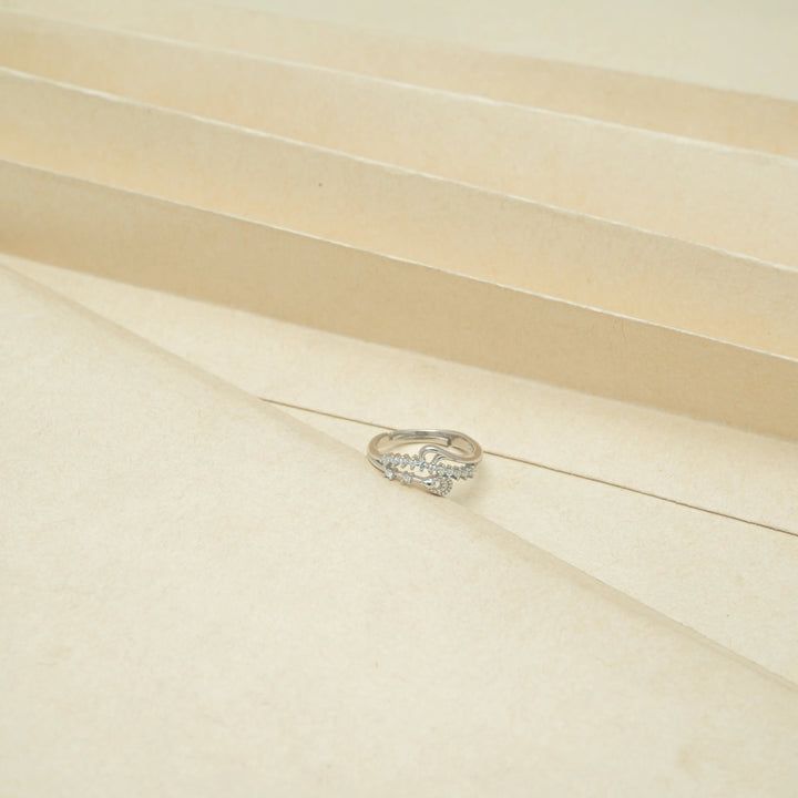 Silver Crescent Sparkle Ring - tassyasilver.com