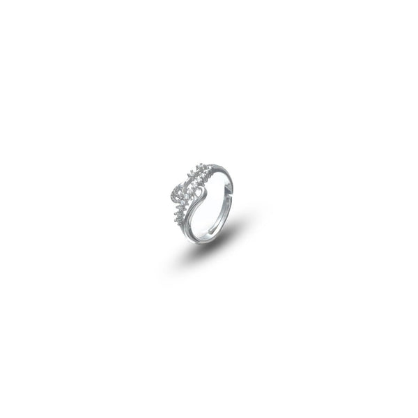 Silver Crescent Sparkle Ring - tassyasilver.com