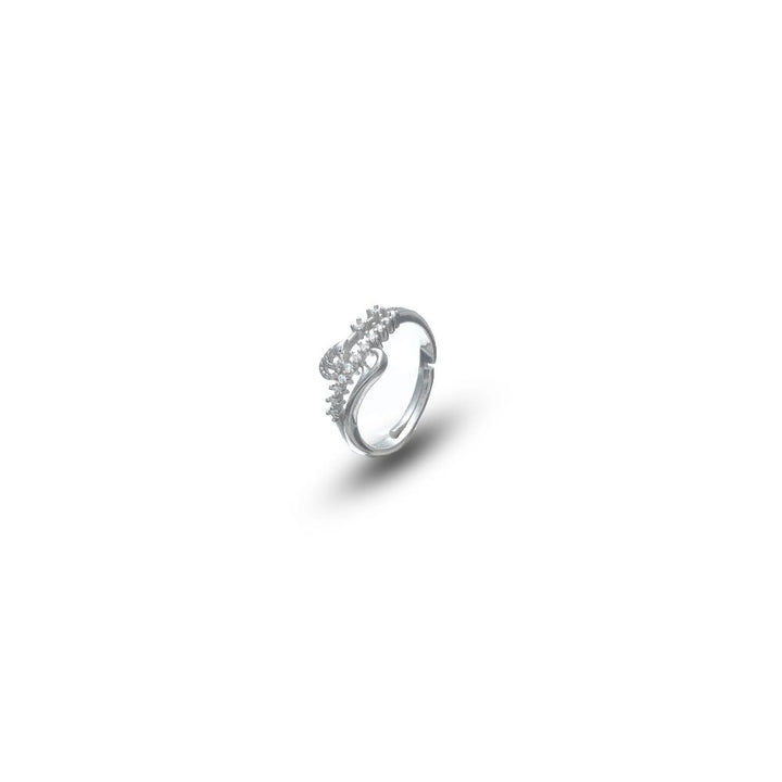 Silver Crescent Sparkle Ring - tassyasilver.com