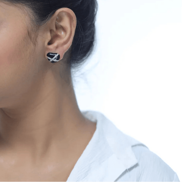 Tassya Silver silver crisscross crystal hearts earrings in 925 sterling silver