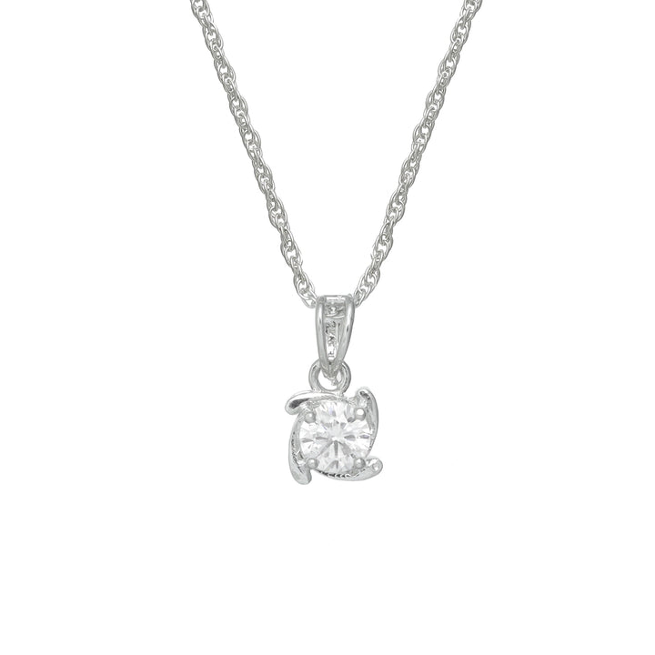 Silver Crown Cubic Solitaire Chain pendant - tassyasilver.com