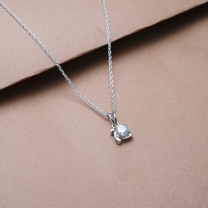 Silver Crown Cubic Solitaire Chain pendant - tassyasilver.com