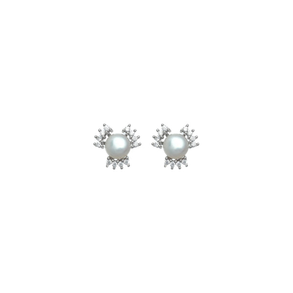 925 Silver Crystal Embrace Pearl Studs