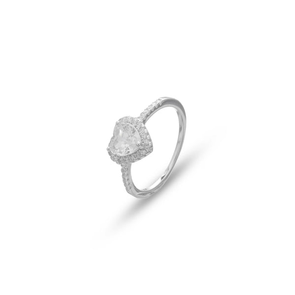 Tassya Silver Crystal Heartbeat Ring in 925 sterling silver.
