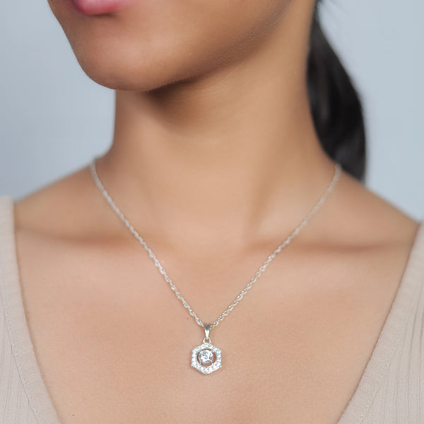 Silver Crystal Hexa Chain Pendant - tassyasilver.com