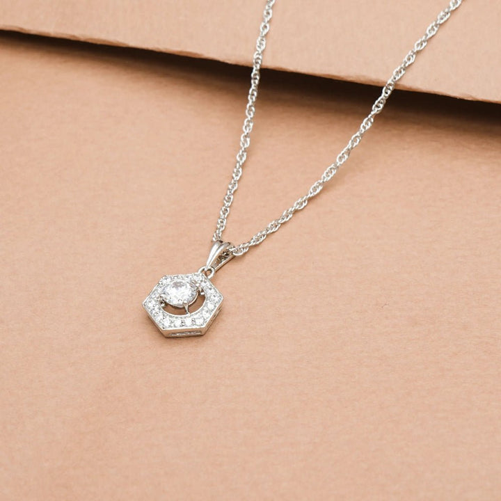 Silver Crystal Hexa Chain Pendant - tassyasilver.com