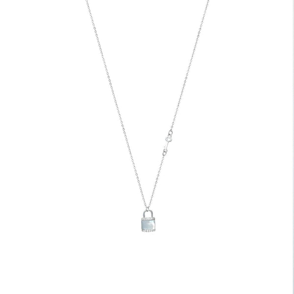 Tassya Silver Crystal Lock Chain Pendant for women