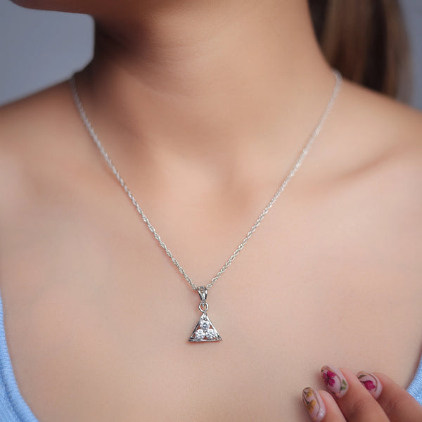 Silver Crystal Prism Chain Pendant - tassyasilver.com