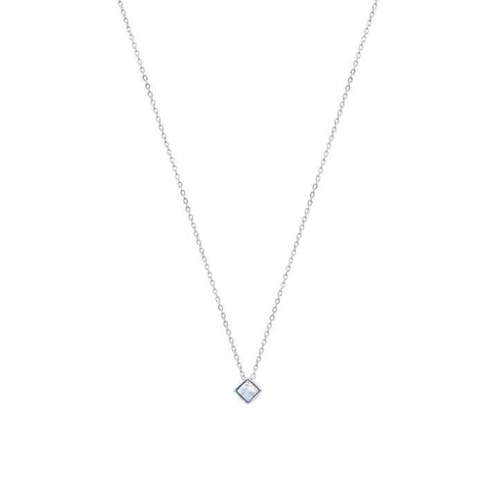 Tassya Silver Cube Diamante Stud Chain Pendant for women