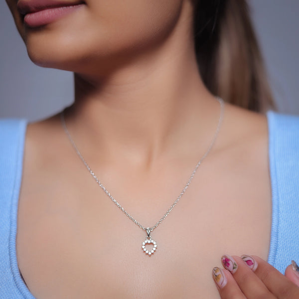 Tassya Silver 925 dainty heart crown pendant.