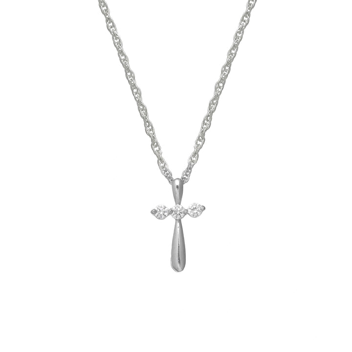 Silver Dainty Sparkle Cross Chain pendant - tassyasilver.com