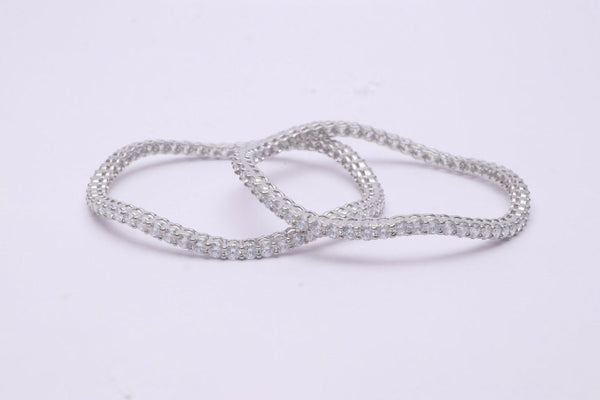 Tassya Silver Diamond Cascade Bangles for women