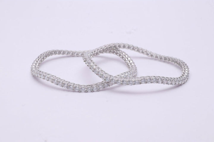Tassya Silver Diamond Cascade Bangles for women