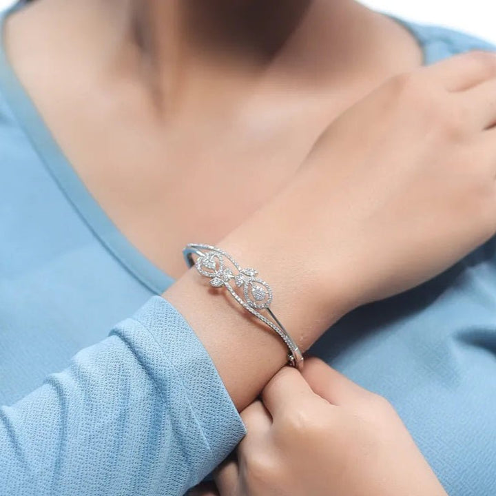 Silver Diamond Dewdrop Dance Kada - tassyasilver.com