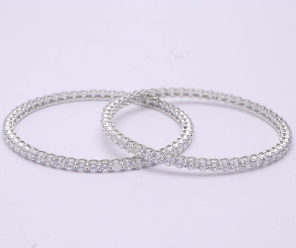 Tassya Silver Diamond Halo Bangles for women