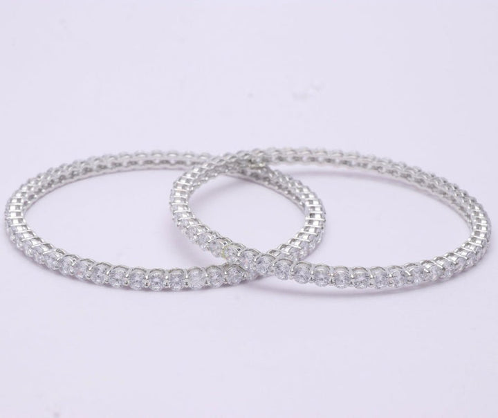 Tassya Silver Diamond Halo Bangles for women