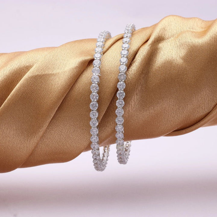 Silver Diamond Halo Bangles - tassyasilver.com
