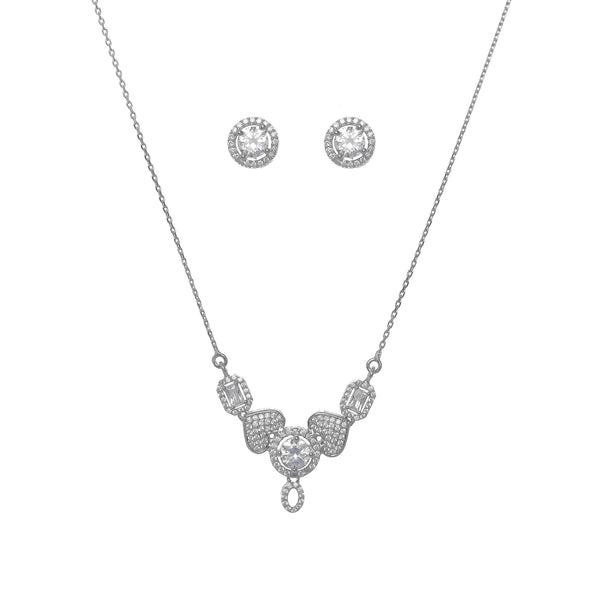 Silver Diamond Serenity Necklace Set - tassyasilver.com