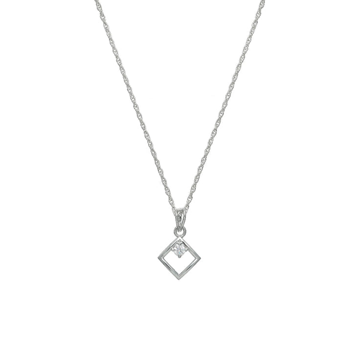 Silver Diamond Square Chain Pendant - tassyasilver.com