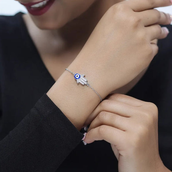 Tassya Silver silver Divine Hamsa bracelet in 925 sterling silver