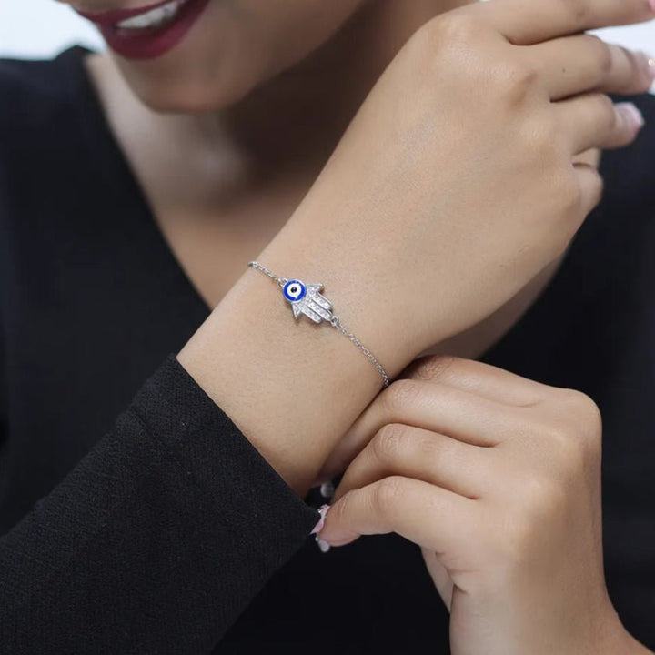 Tassya Silver silver Divine Hamsa bracelet in 925 sterling silver