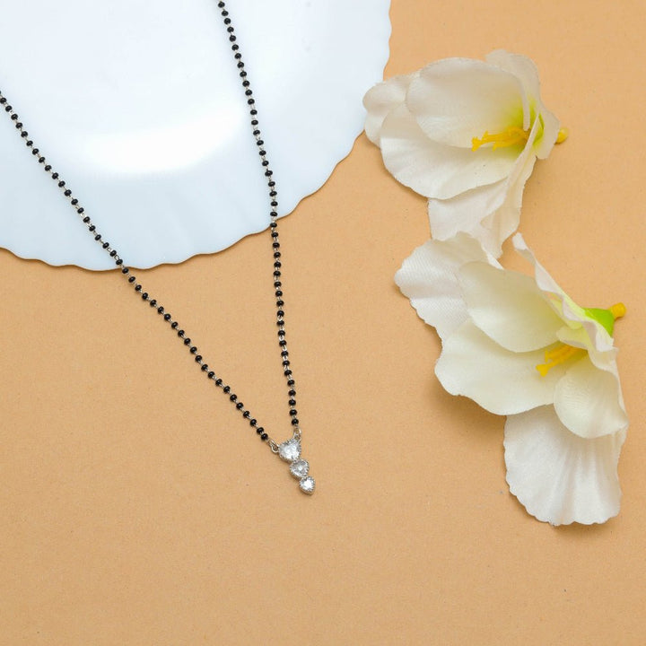 Silver Double Diamond Bliss mangalsutra - tassyasilver.com