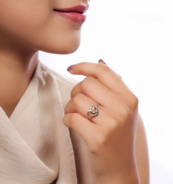 Silver Double Heart Harmony Ring - tassyasilver.com