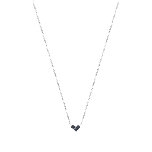 925 Silver Dual Stone Chain Pendant