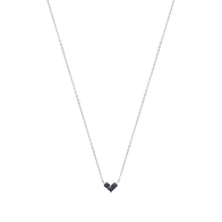 Tassya Silver Dual Stone Chain Pendant