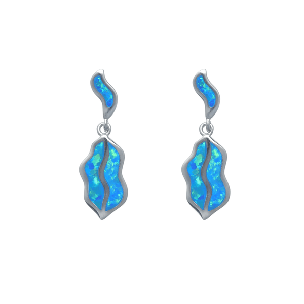 Silver Elegant Blue Opal Drop Earrings - tassyasilver.com