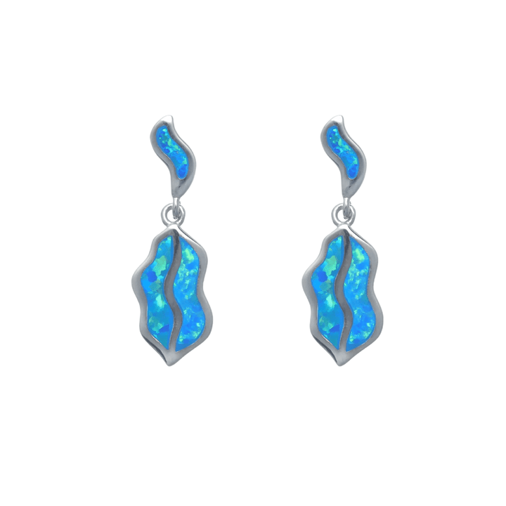Silver Elegant Blue Opal Drop Earrings - tassyasilver.com