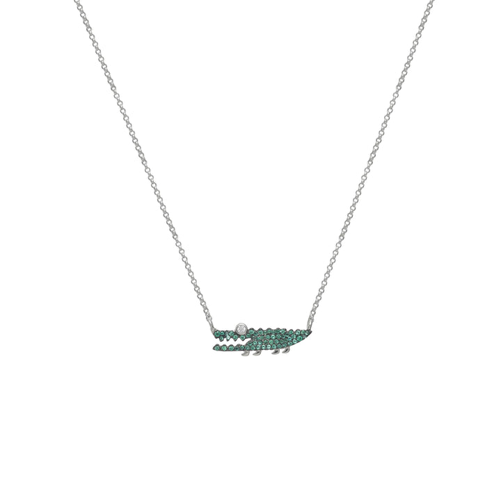 Silver Emerald Croc Chain Pendant - tassyasilver.com
