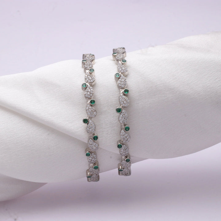 Silver Emerald Dewdrop Bangles - tassyasilver.com
