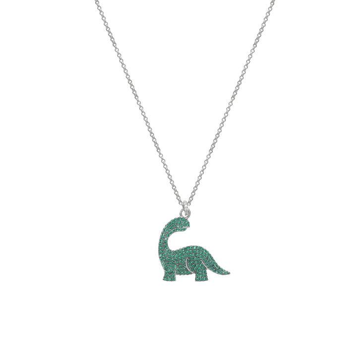 Silver Emerald Dino Chain Pendant - tassyasilver.com
