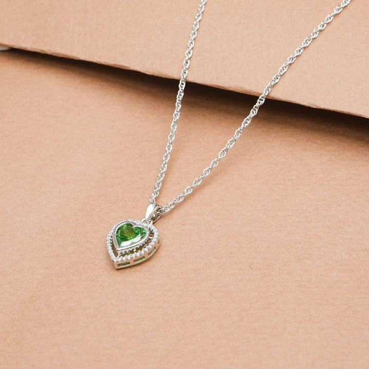 Silver Emerald Embrace Heart Chain Pendant - tassyasilver.com