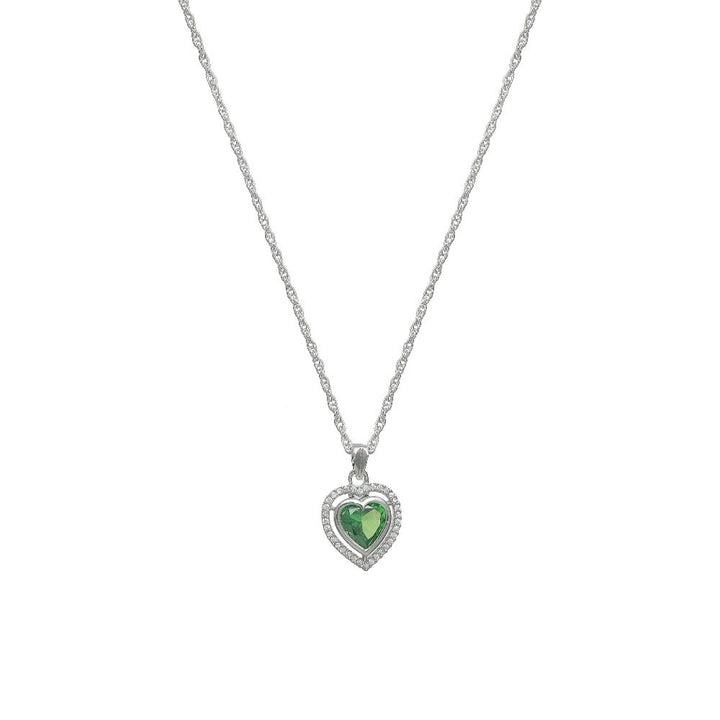Silver Emerald Embrace Heart Chain Pendant - tassyasilver.com