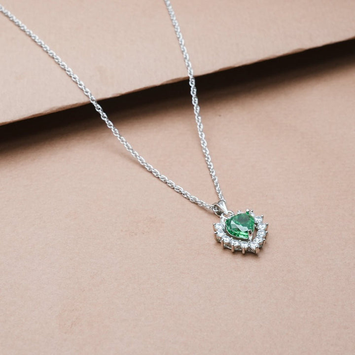 Silver Emerald Flame Chain Pendant - tassyasilver.com