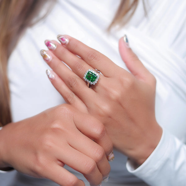 Silver Emerald Glow Ring - tassyasilver.com